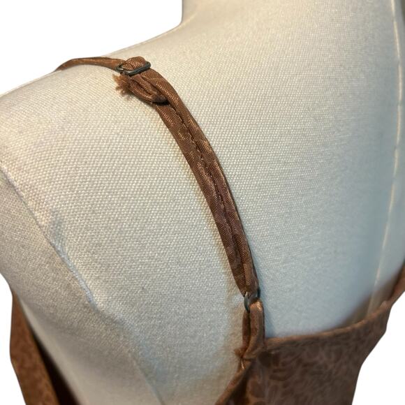 Slip Dress SZ L Maxi Adj Straps Copper Brown Leopard Jessica Simpson Lounge Wear - Picture 7 of 9